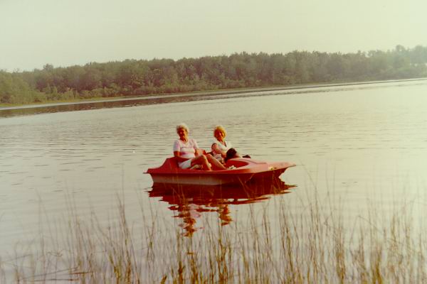 Barb & Mom cruising in the paddle boat?