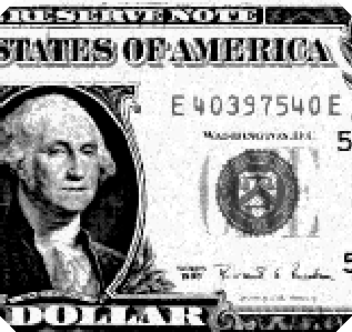 Examining a one-dollar bill